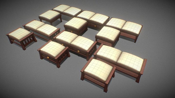 Dark Oak Veneer Ottomans – Modello 3D gratuito STL