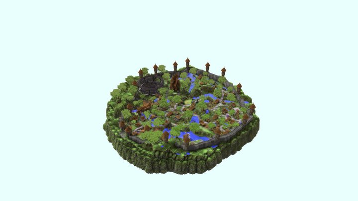 Survival - Village Castle Map 400x400 v0.1 3D Model