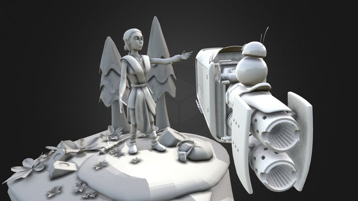 Star Wars - Rey The Scavenger - Diorama 3D Model