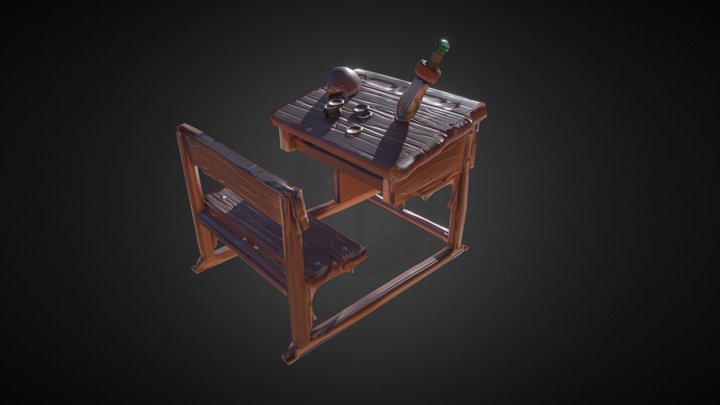 Stylized mercenary desk 3D Model