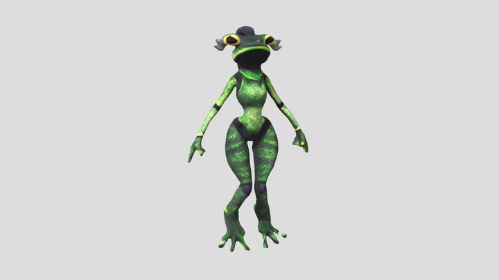 Humanoid Frog Girl AI 3D Model