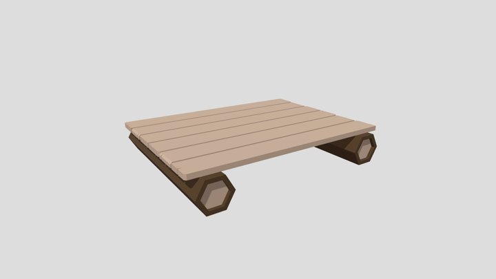 Low Poly Wood Platform 3D Model