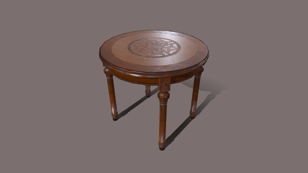 Round Neoclassical Side Table | Lowpoly Asset
