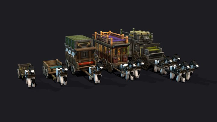 Minecraft - Horse drawn carriages 3D Model