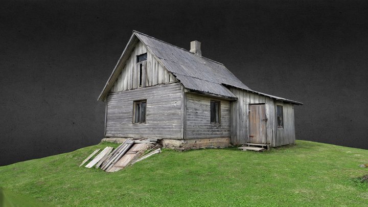 Old wooden house in small village 3D Model