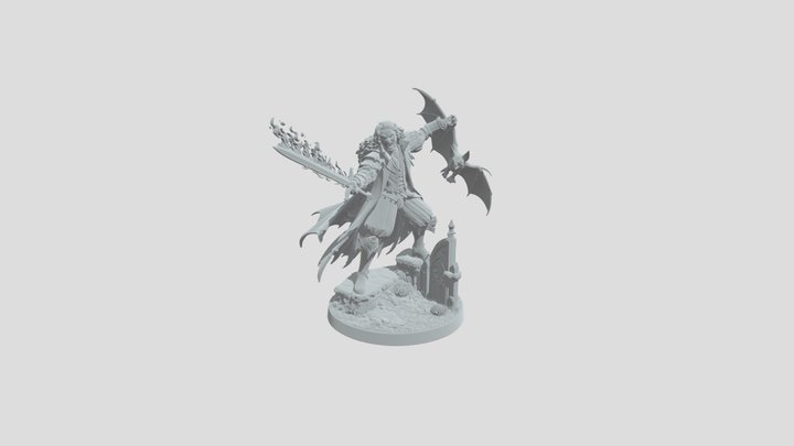 Flameblade Vampire Warlord with Giant Bat 3D Model