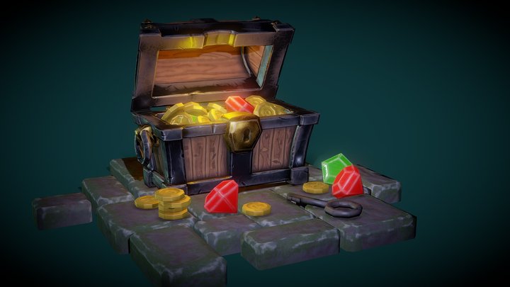 Stylised Treasure Chest 3D Model