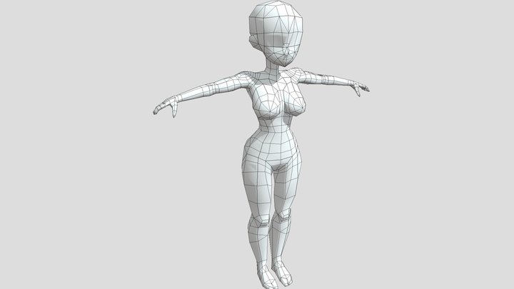 Stylized Female body base mesh - LowPoly 3D Model