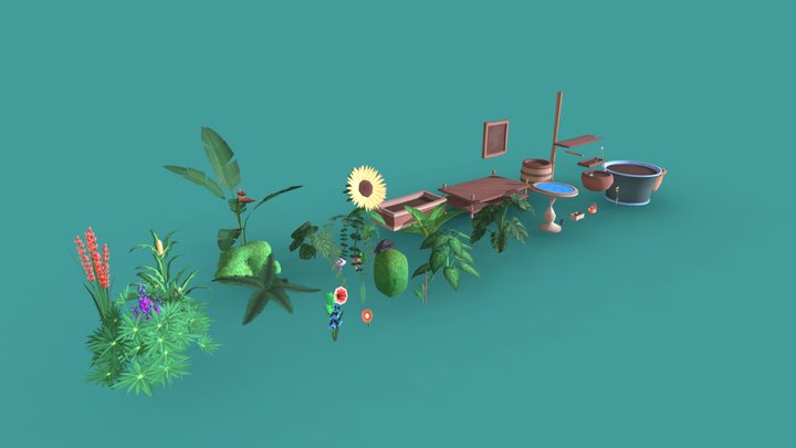 Greenhouse Props and Foliage 3D Model