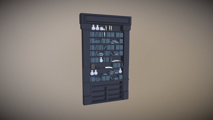 A Bookshelf - The Library VR 3D Model