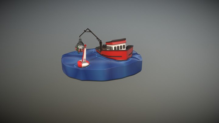 Boat and UFO 3D Model