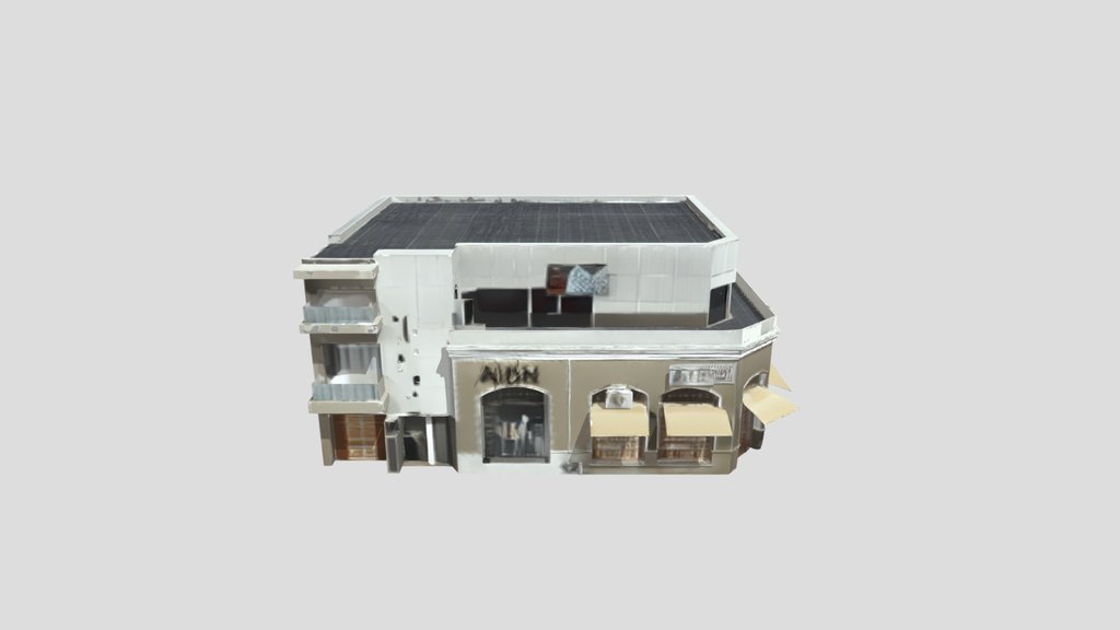 Two-story corner commercial building.