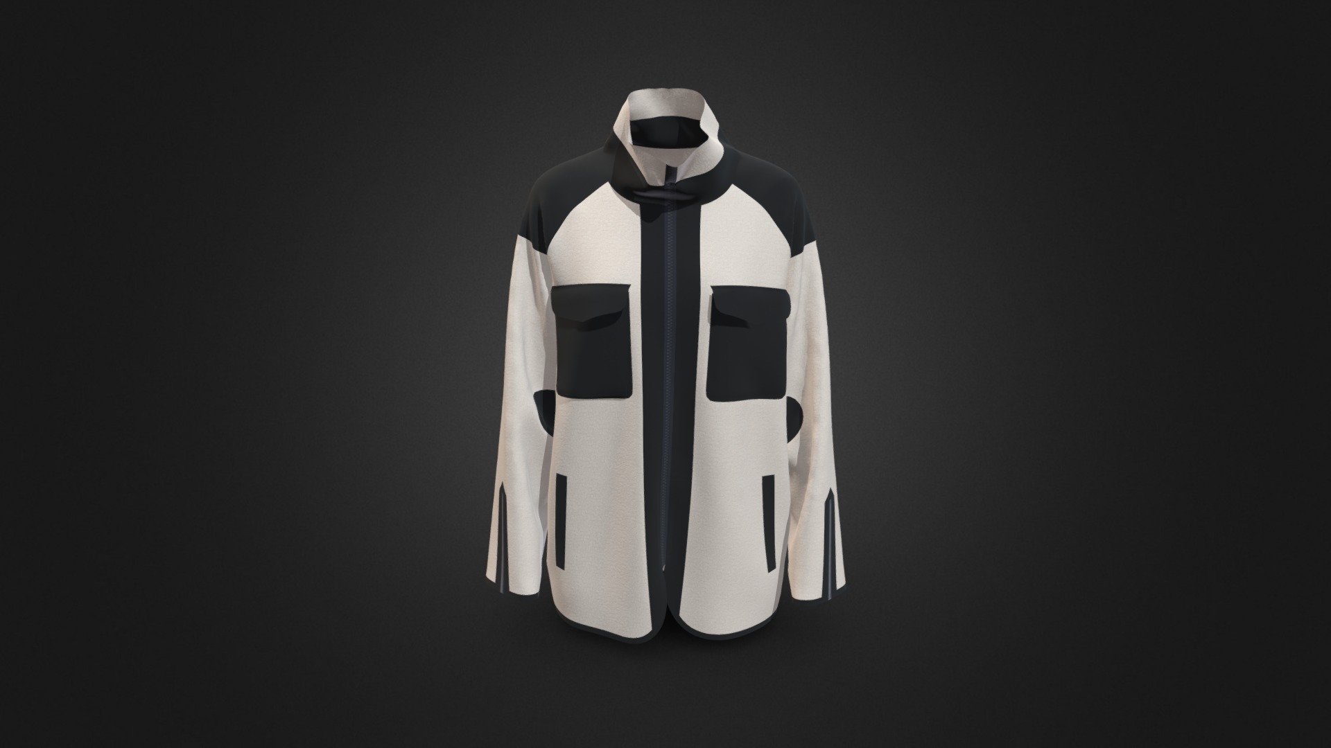 3D model Fleece Vest - This is a 3D model of the Fleece Vest. The 3D model is about a white and black shirt.
