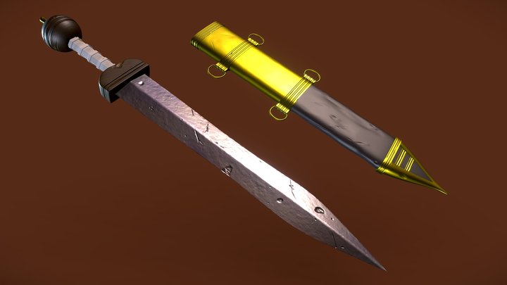 Sculpted Roman Sword 3D Model