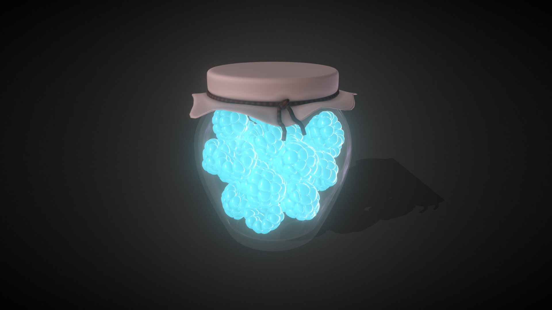 3D model Jar with berries - This is a 3D model of the Jar with berries. The 3D model is about a blue glass bowl.