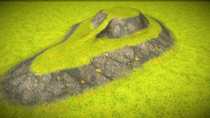 Low Poly  Mossy Mountain Fun Project 3D Model