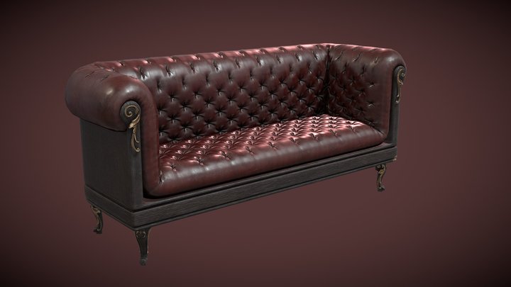 Sofa Armchair Couch small Vintag 3D Model