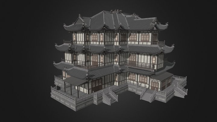 Procedural asian architecture test 13 – Modello 3D gratuito STL
