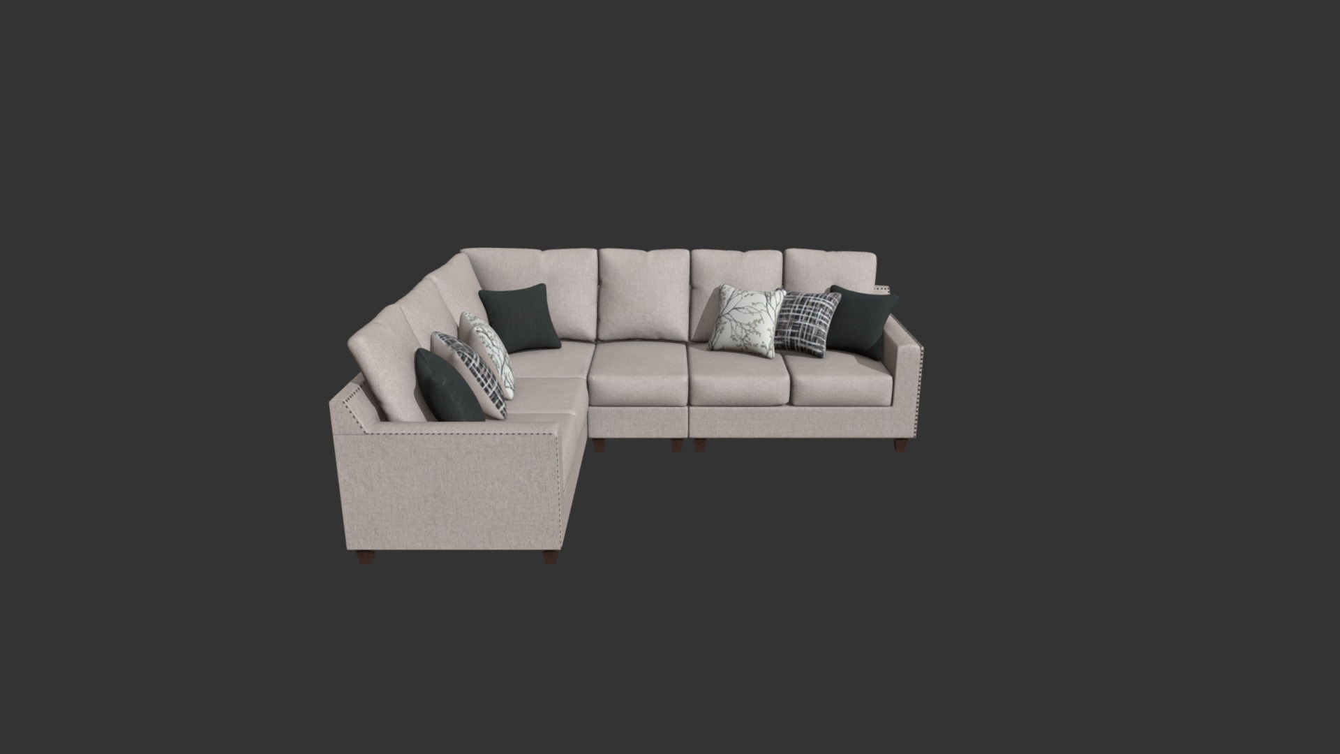 3D model Hallenberg sofa - This is a 3D model of the Hallenberg sofa. The 3D model is about a couch with pillows.
