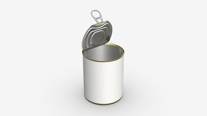 Canned food round tin metal can 019 open 3D Model