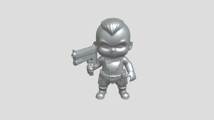 Cartoon baby in superhero costume 3D Model