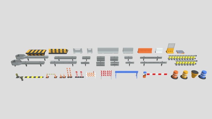 Traffic Barrier Pack 3D Model