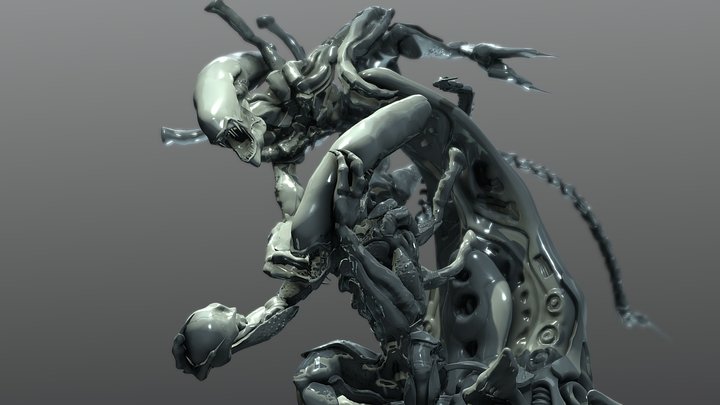 2 Aliens Figure 3D Model