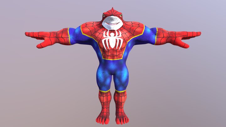 Spider Man Shark_ Muscle 3D Model
