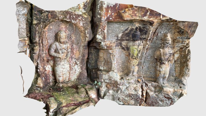 岩谷観音（２）  Buddha figure carved on a rock face 3D Model