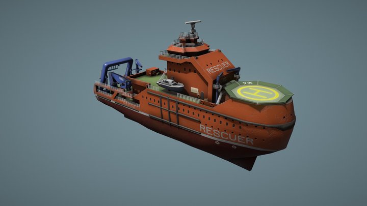 Rescue ship | Game-ready | PBR | 4K 3D Model