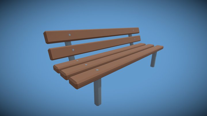 Low-Poly Wooden Bench 3D Model