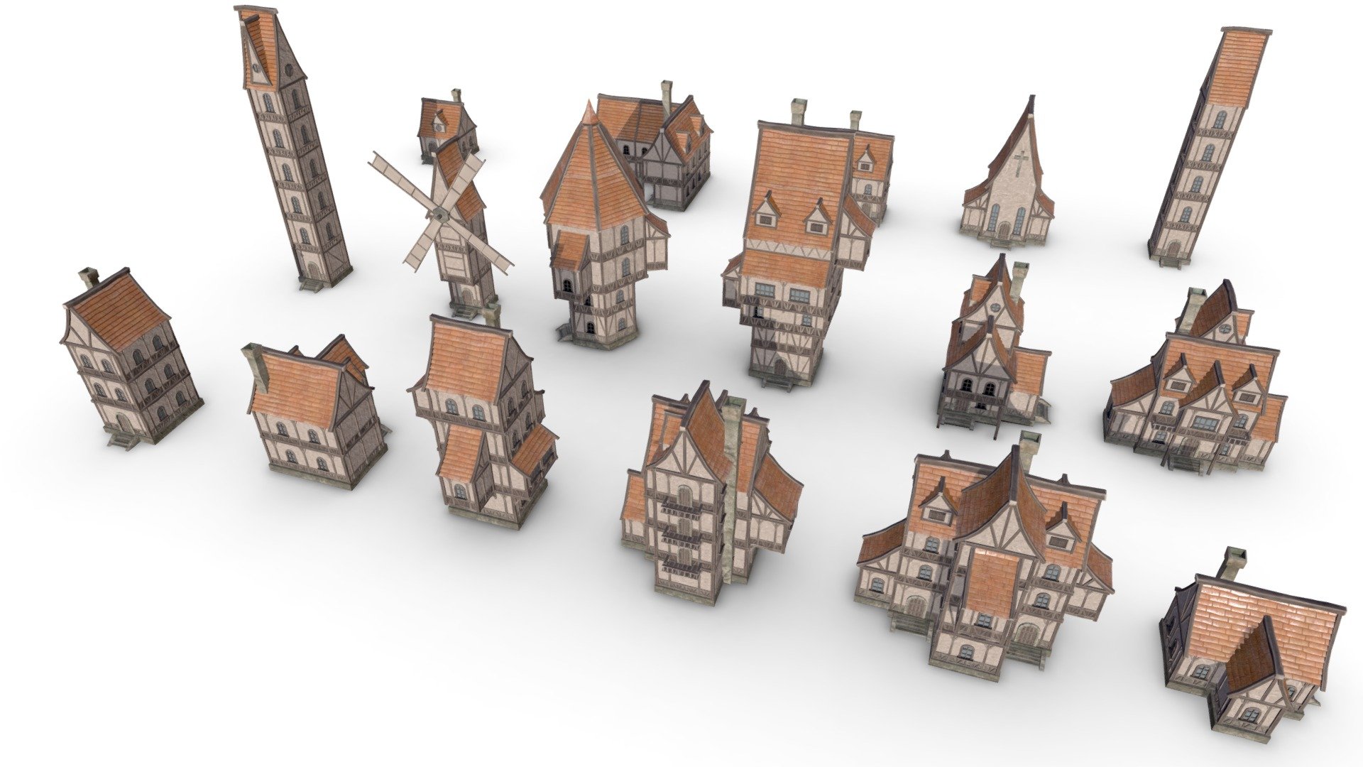 Minecraft Medieval Building Pack 3D Model $10 - .blend .obj .fbx