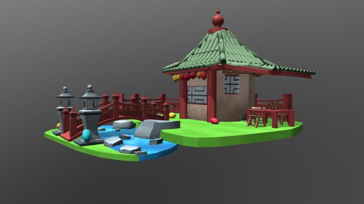 Ancient Chinese Lantern Shop 3D Model