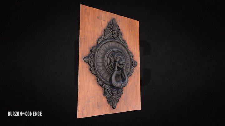 Cast iron head-shaped latch, Palau Moja 3D Model