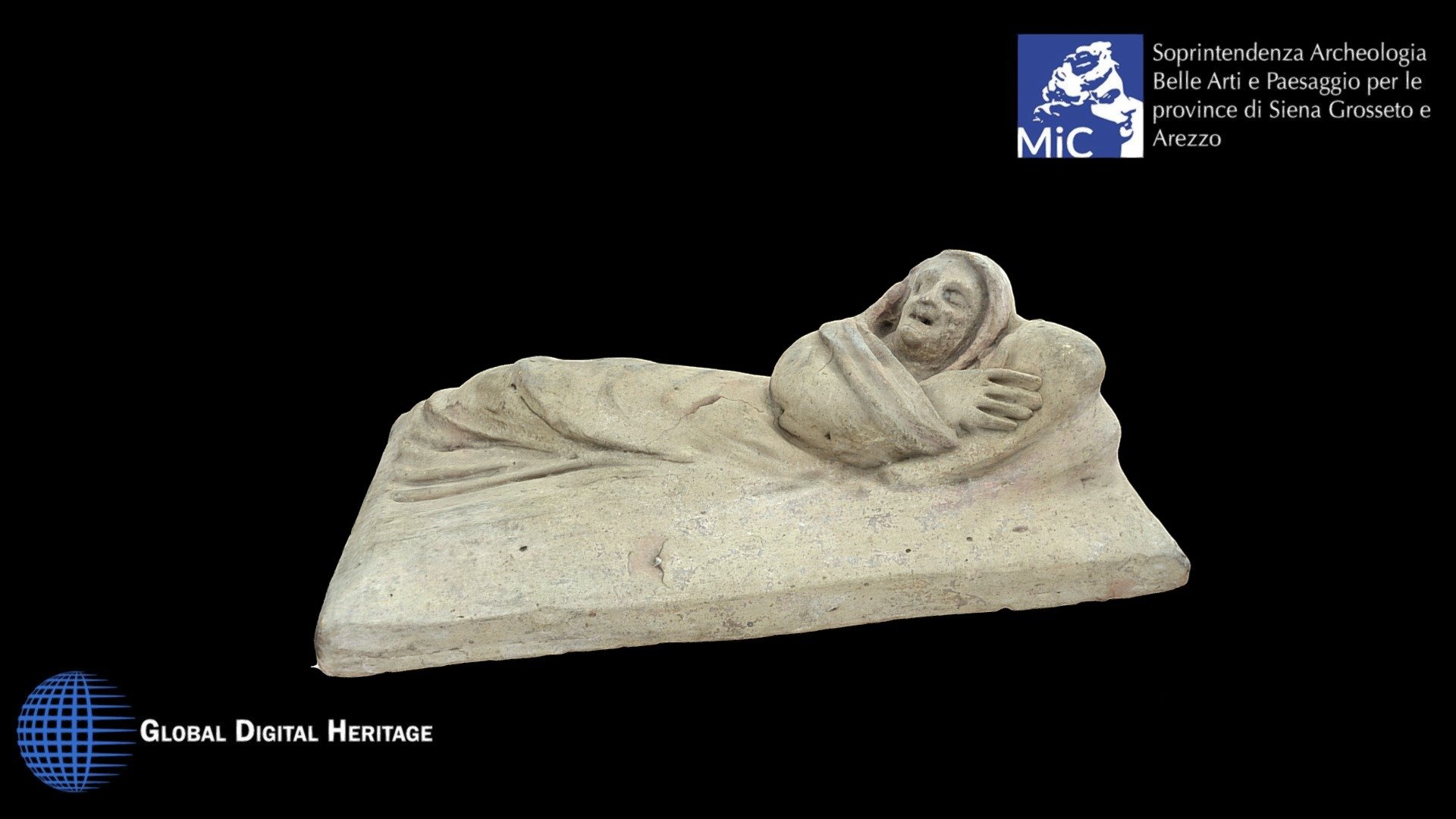 Etruscan terracotta sarcophagus with lid M_Urn_A