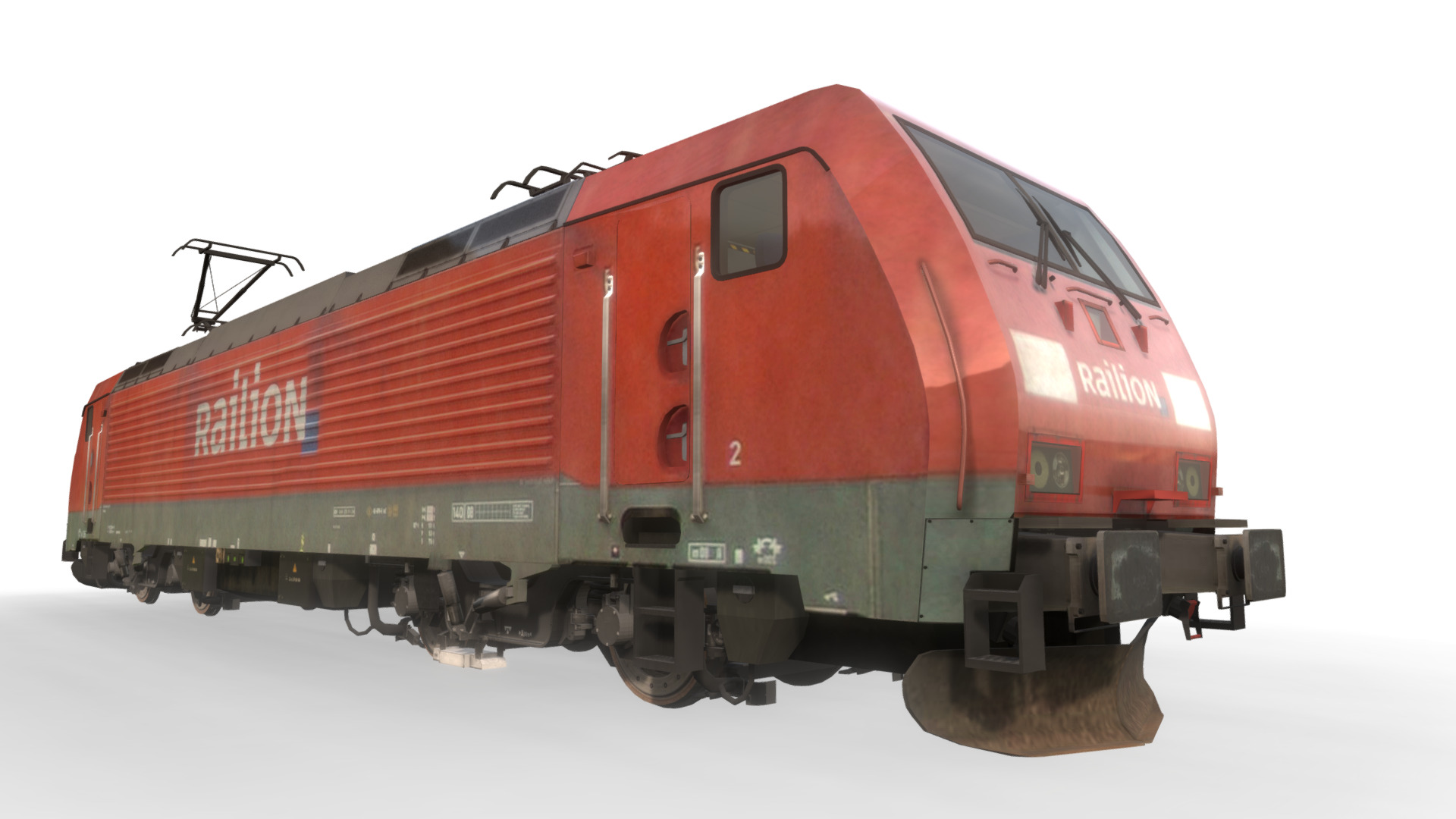 3D model Locomotive Class ES64F4 – 189 – Railion - This is a 3D model of the Locomotive Class ES64F4 - 189 - Railion. The 3D model is about a red train on a white background.