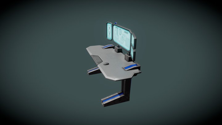 Sci Fi computer with table 3D Model