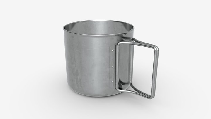 Camping metal mug with foldable handles 3D Model