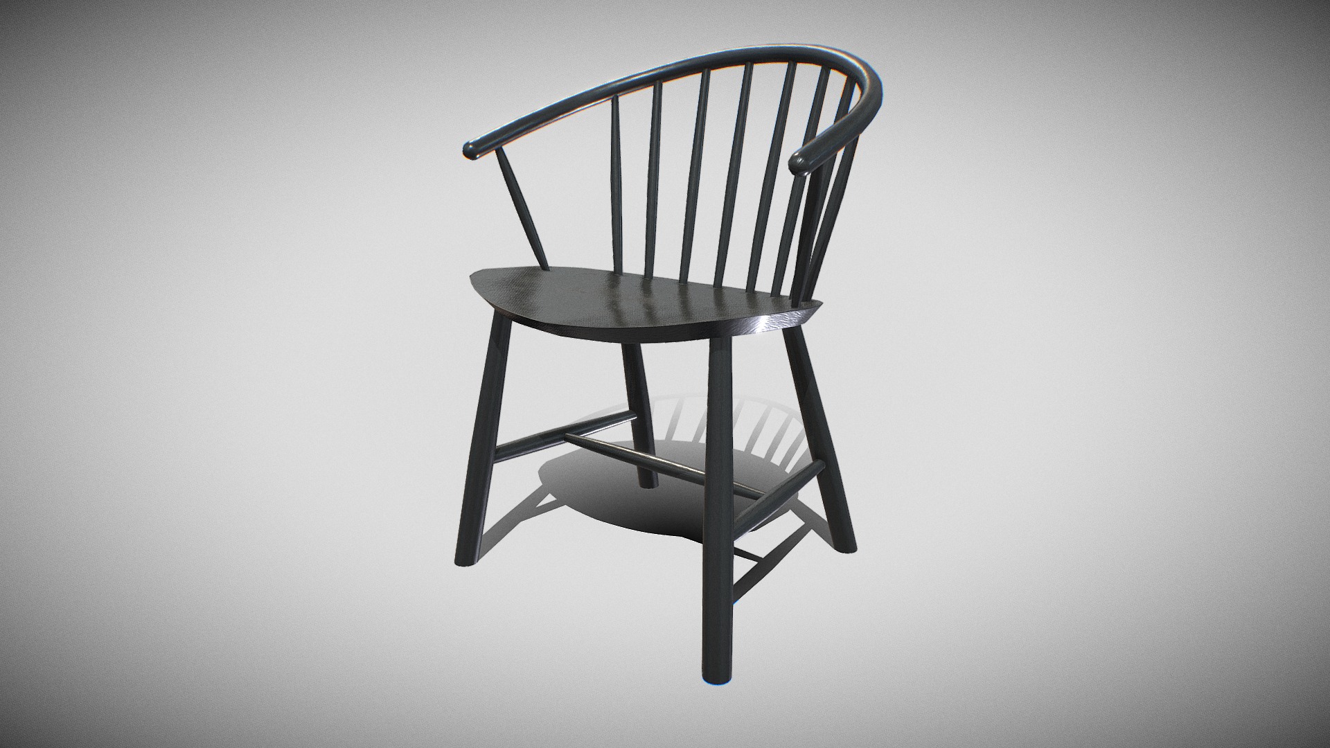 3D model Johanssor J64 Chair-BlackAsh wood - This is a 3D model of the Johanssor J64 Chair-BlackAsh wood. The 3D model is about a chair with a cushion.