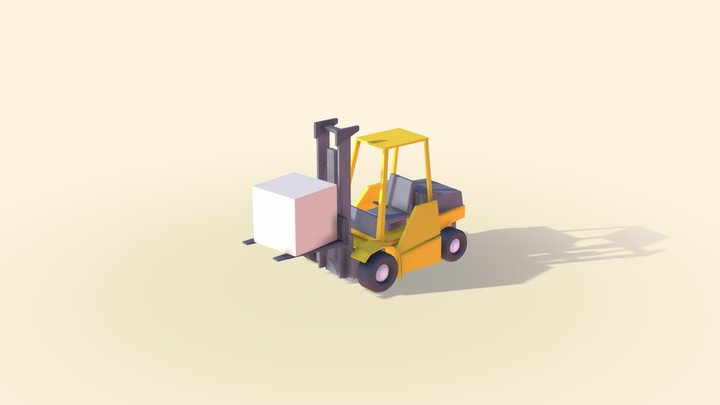 Cartoon Low Poly Forklift Illustration 3D Model