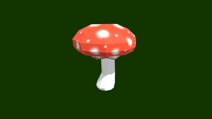 Low-Poly Amanita Muscaria Mushroom 3D Model