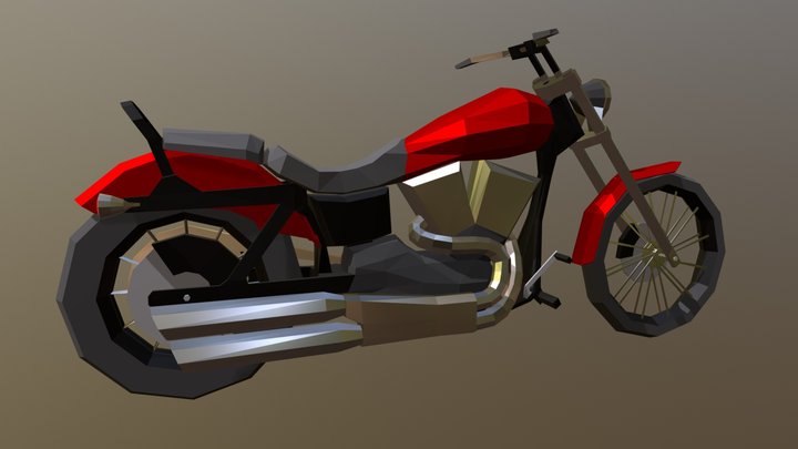 Low Poly Motorcycle 3D Model