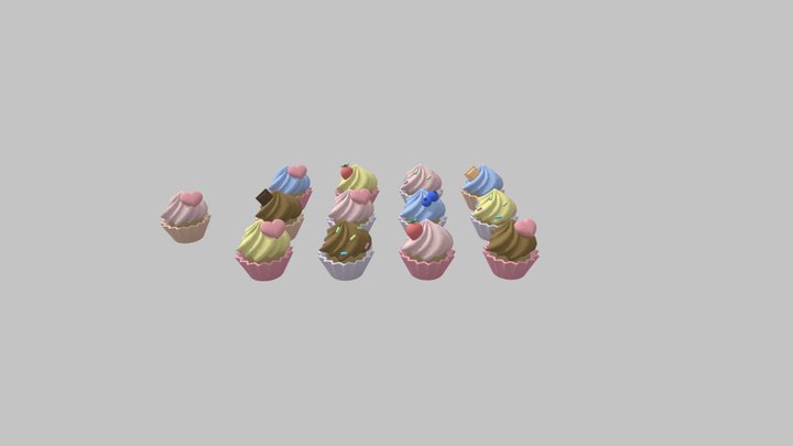 FREE ! Cute Stylized Cupcakes Pack >.< – Modelo 3D gratuito STL