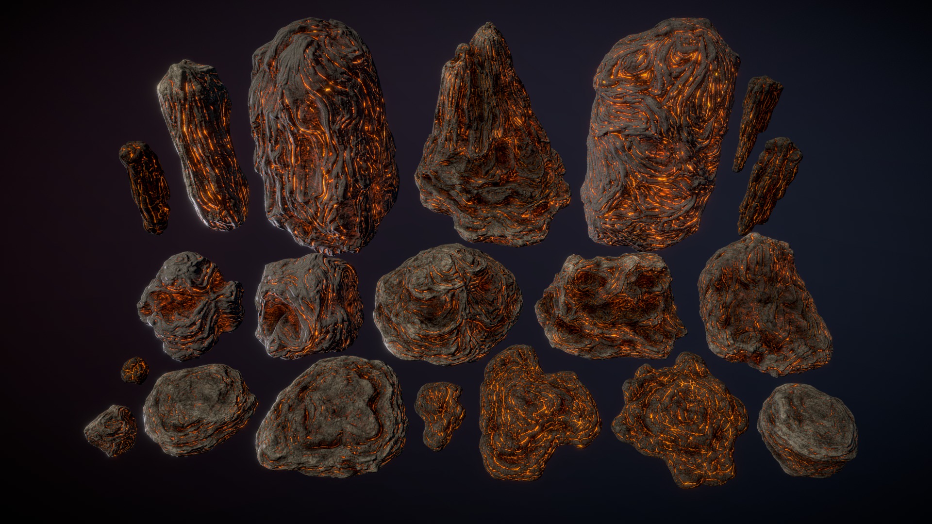 3D model Lava rocks - This is a 3D model of the Lava rocks. The 3D model is about a group of sea shells.