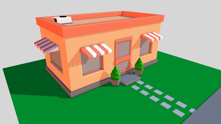 Low-poly Stylized Toon House 3D Model