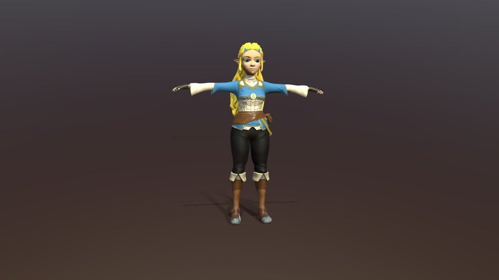 Princess Zelda Kicking Animation 3D Model