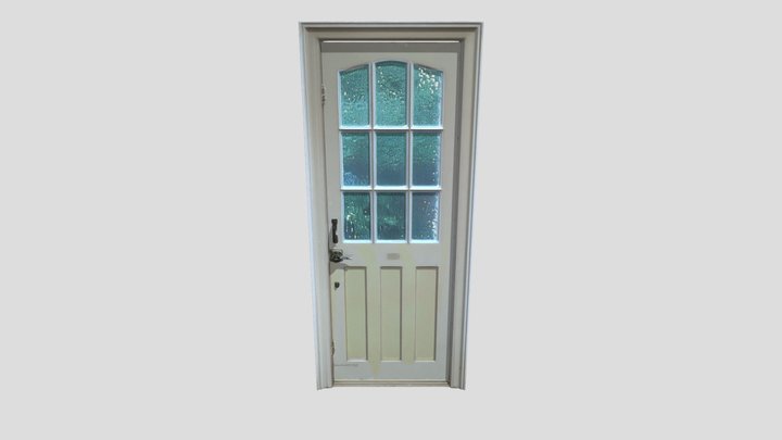 Front door with frosted glass panes 3D Model