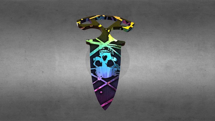 Push dagger, acid etched Ti coat 3D Model