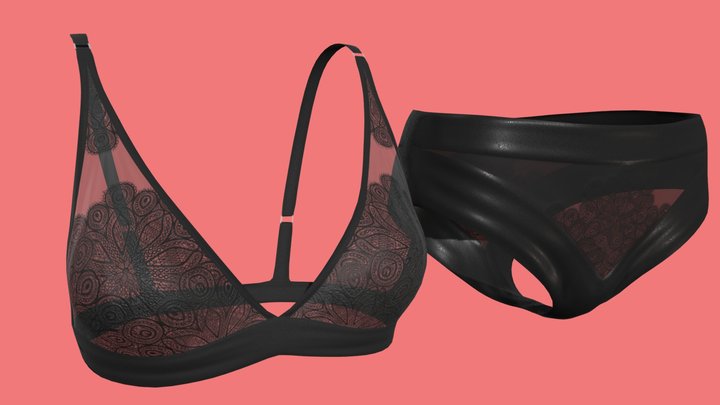 Gothic Lace Lingerie Set 3D Model