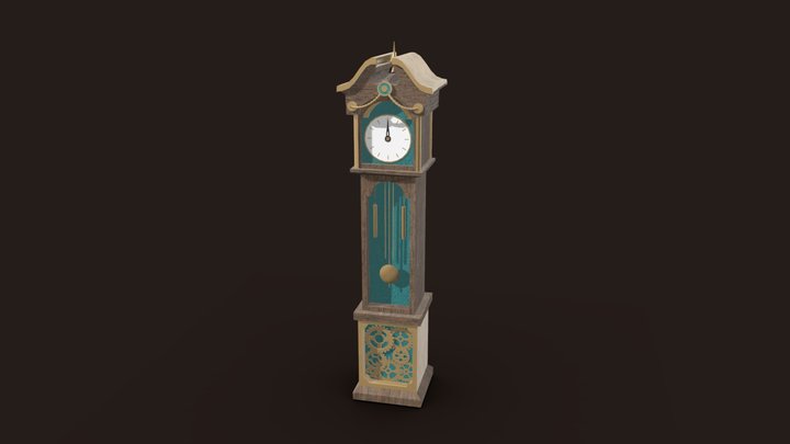 Antique Grandfather Clock - Steampunk Style 3D Model
